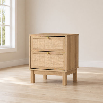 18.9''w Natural Rattan 2-drawer Nightstand