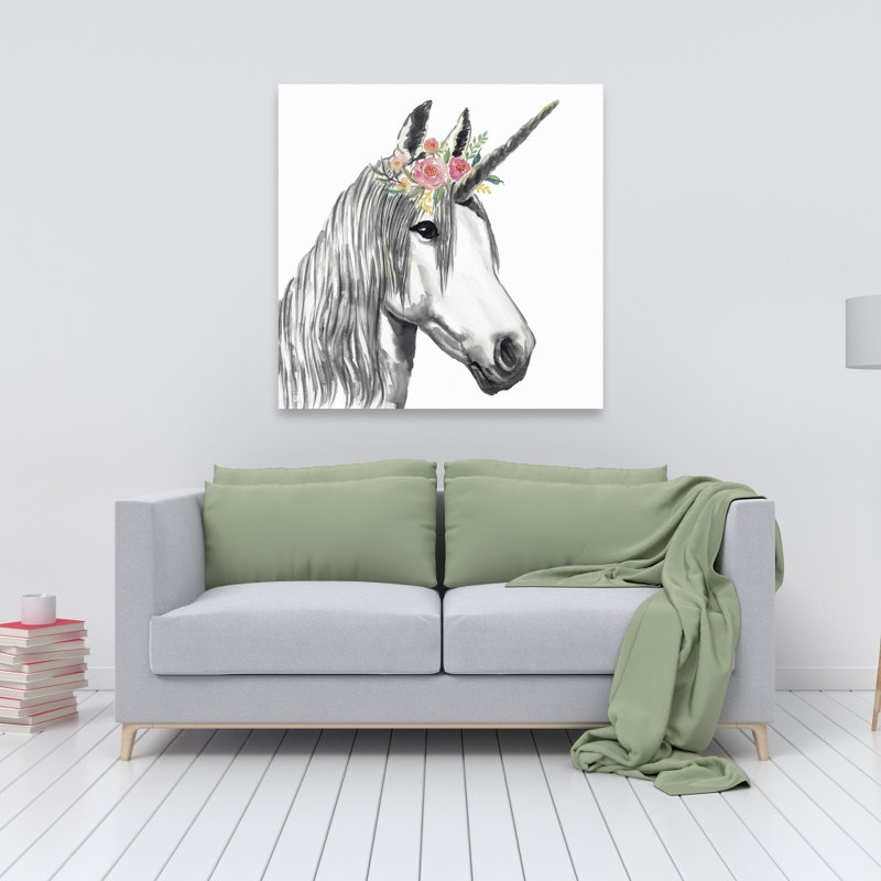 Illustration de licorne sur toile | Pièce d'art pour la décoration intérieure, H 36 po x l 36 po