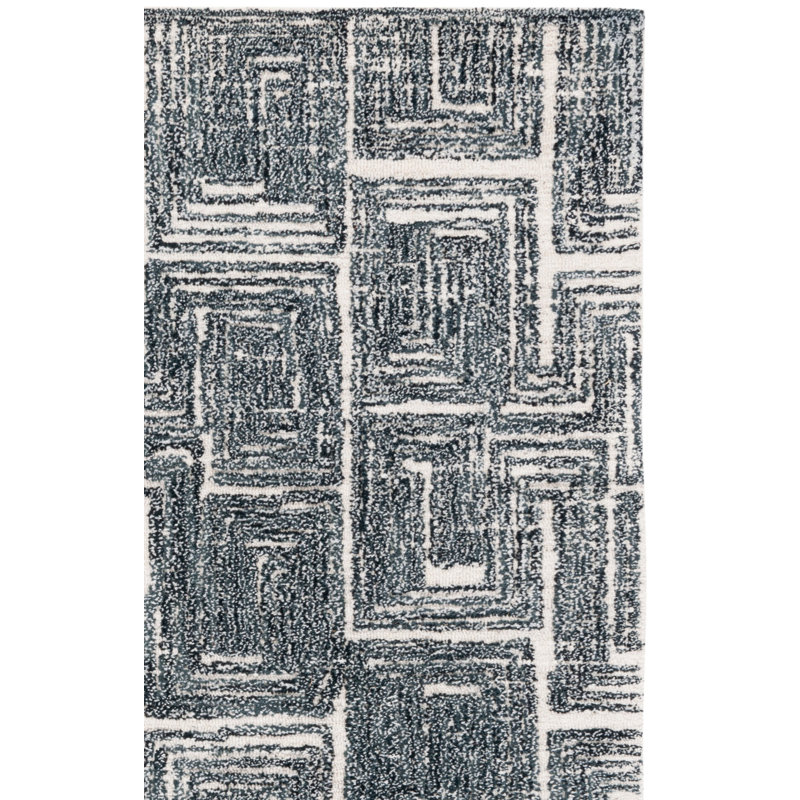 Tapis abstrait en laine et coton touffeté à la main en ivoire / noir Claiborn, Rectangle 4pi x 6 pi