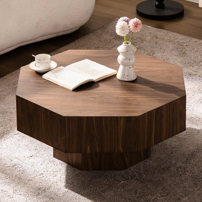 Table basse octogonale en bois de 30,51 pouces, élégante et durable pour les salons et les chambres modernes, finition noyer