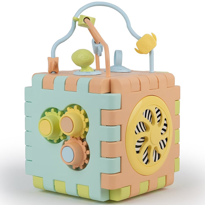 Dolu: Cube éducatif et casse-tête 2 en 1 - Jouet d'activité Turn-Twist-Spin, se déplie à plat, formes de blocs-couleurs-dimensions, enfants en bas âge 12 mois et plus