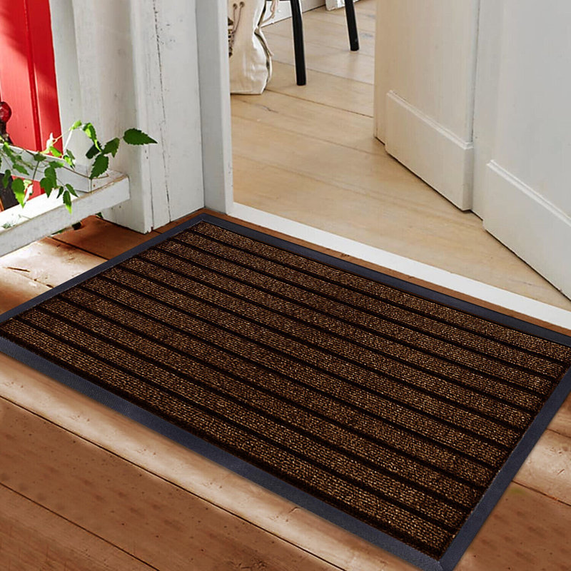 Nakale Striped Indoor / Outdoor Doormat, Brown, Rectangle W50 x L90 cm