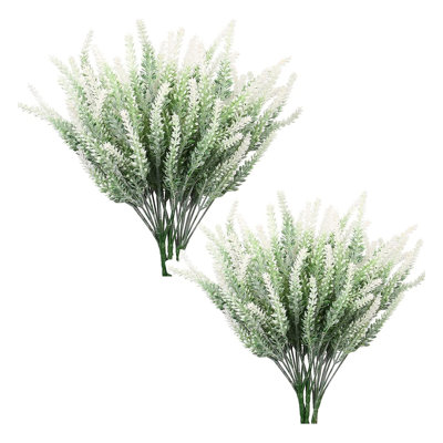8 Bundles Fake Flowers Artificial Lavender Faux Plastic Plants for Home Decor Wedding Kitchen Garden Patio Porch Window Box Office Table Centerpieces Indoor Outdoor decoration