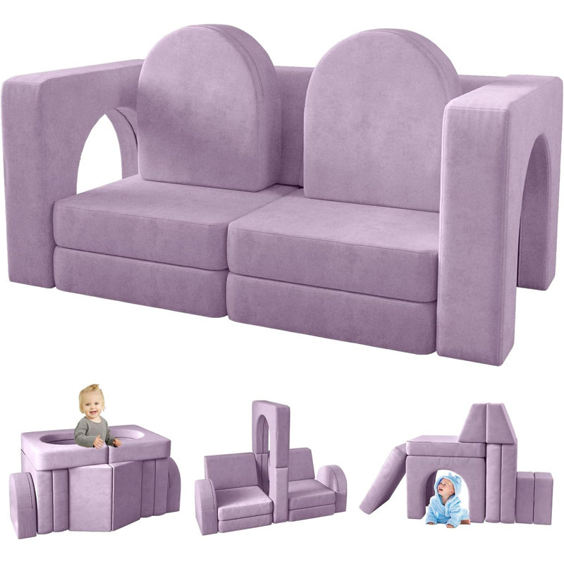 Camborne Kids and Toddler Play Couch , Convertible Folding Sofa, Modular Kids Couch for Playroom Bedroom, 10 in 1 Multifunctional Couch