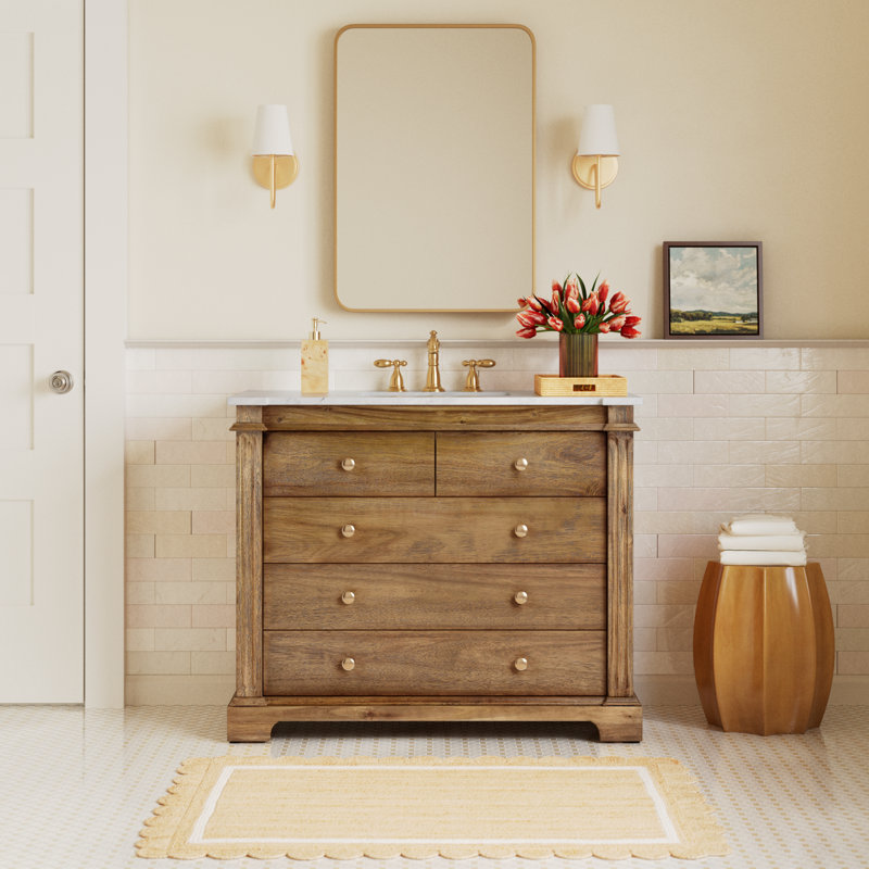 Garza 42" Single Bathroom Vanity Set, Light Brown