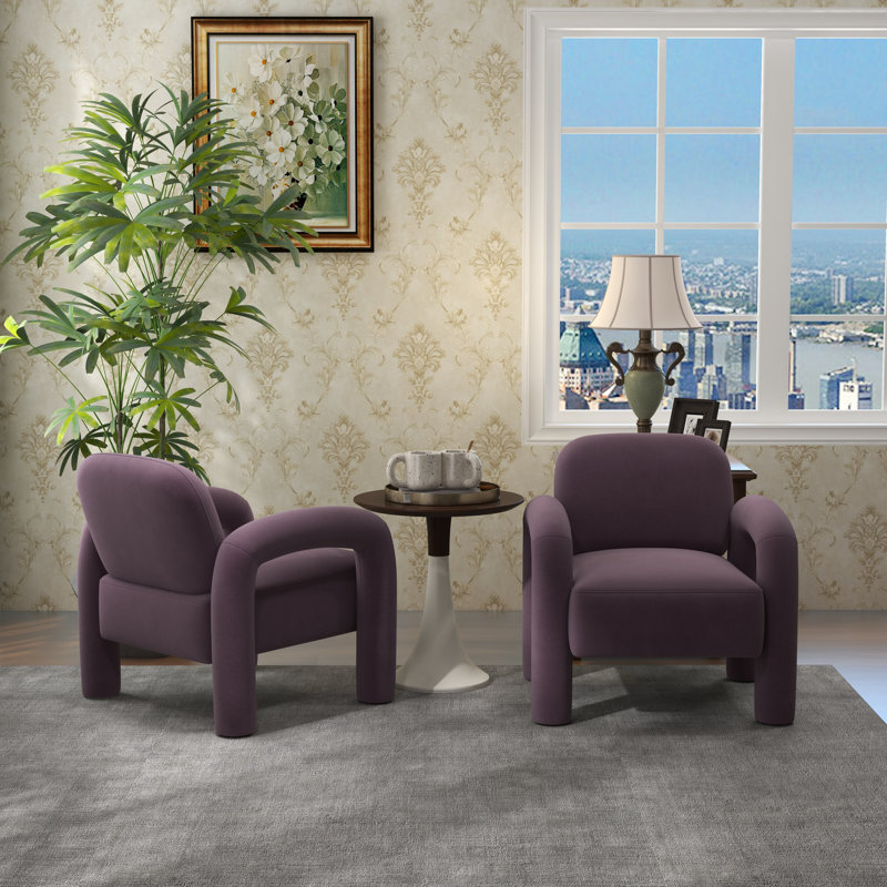 Fauteuil Iryanna, Velours mauve, 2