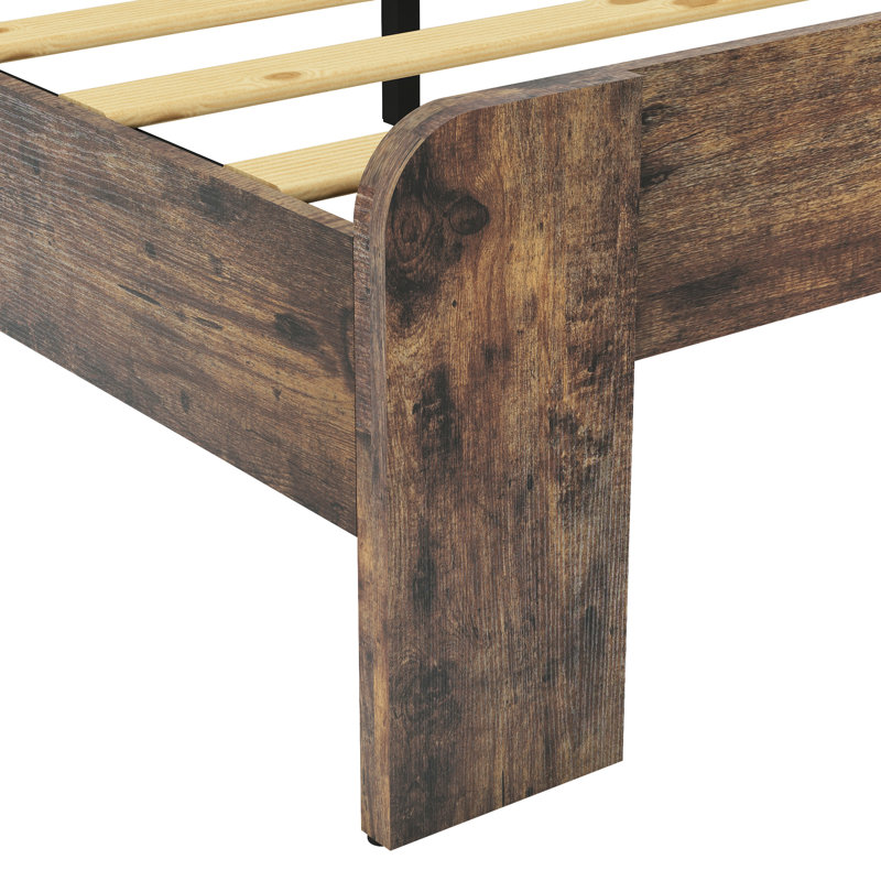 Cadre de lit brun foncé pour lit Queen Size, plateforme en bois, silencieux, sans sommier, guide de montage rapide, grand espace de rangement en dessous, métal et bois, style industriel, cadre de lit pour chambre à coucher, sommier requis.