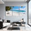 Scénario et paysages urbains, plage tropicale, palmiers, vagues de l'océan, ciel de sable, ensemble de 3 impressions sur toile-1005073750