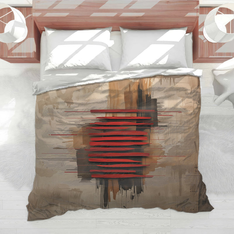 Red Abstract Brushstrokes Comforter, Twin Extra Long