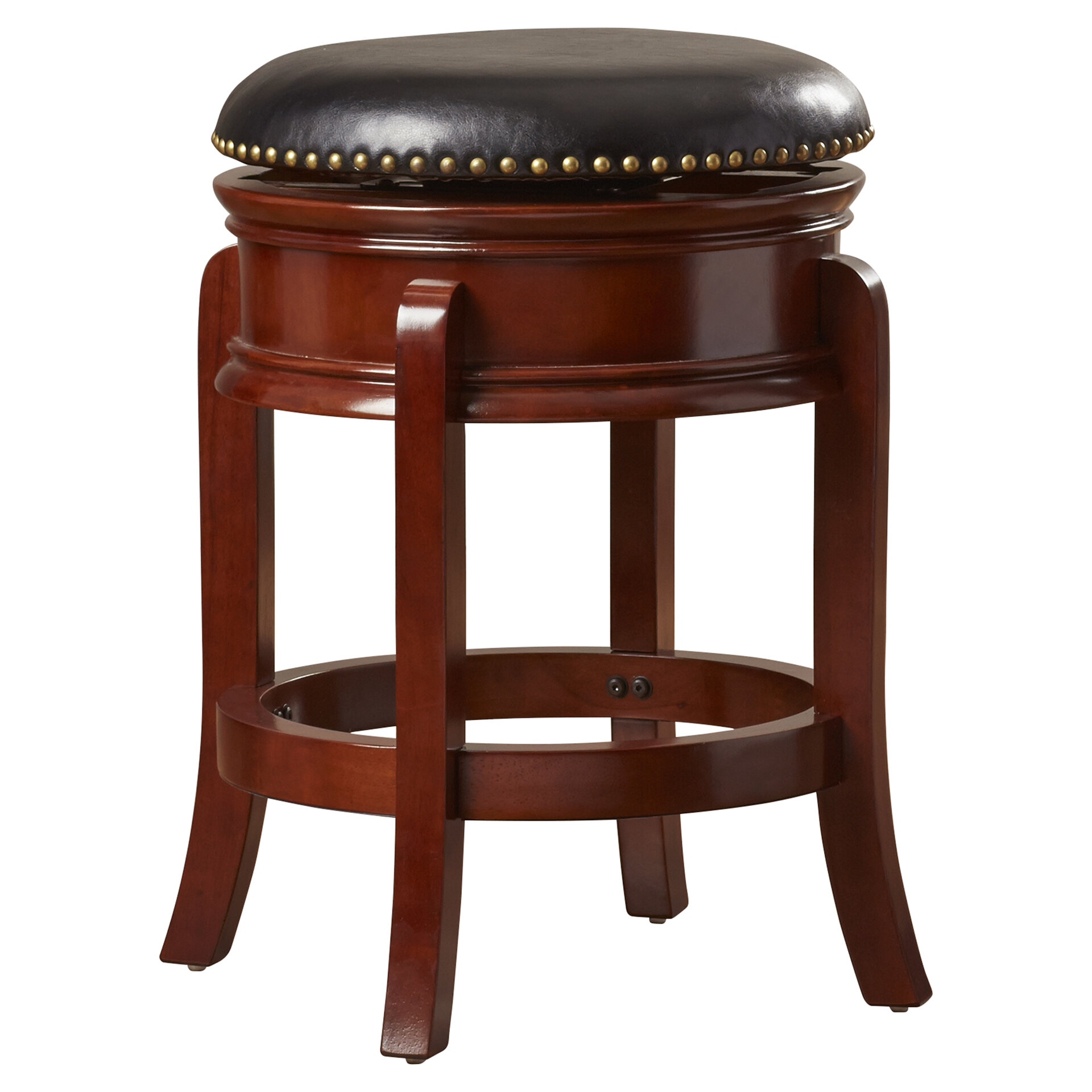 Charlton Home® Kingsford Swivel Upholstered Counter Stool with Solid ...