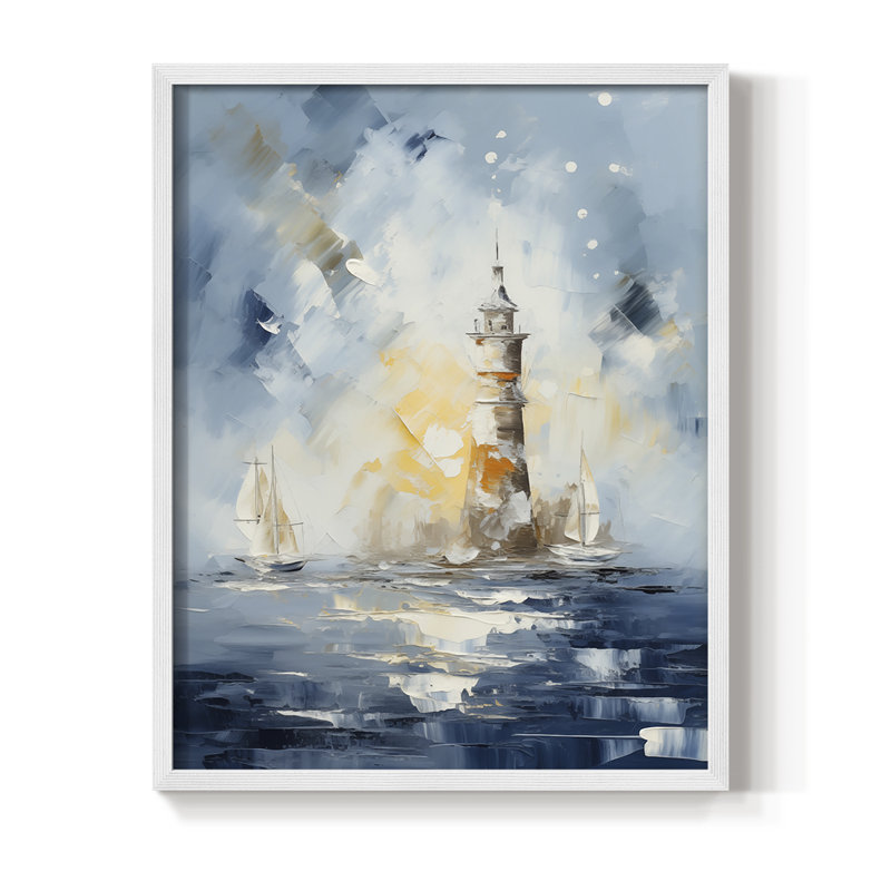 NAUTICAL Series Dxxxviii, reproduction encadrée - bois massif, H 15 po x l 12 po, Blanc