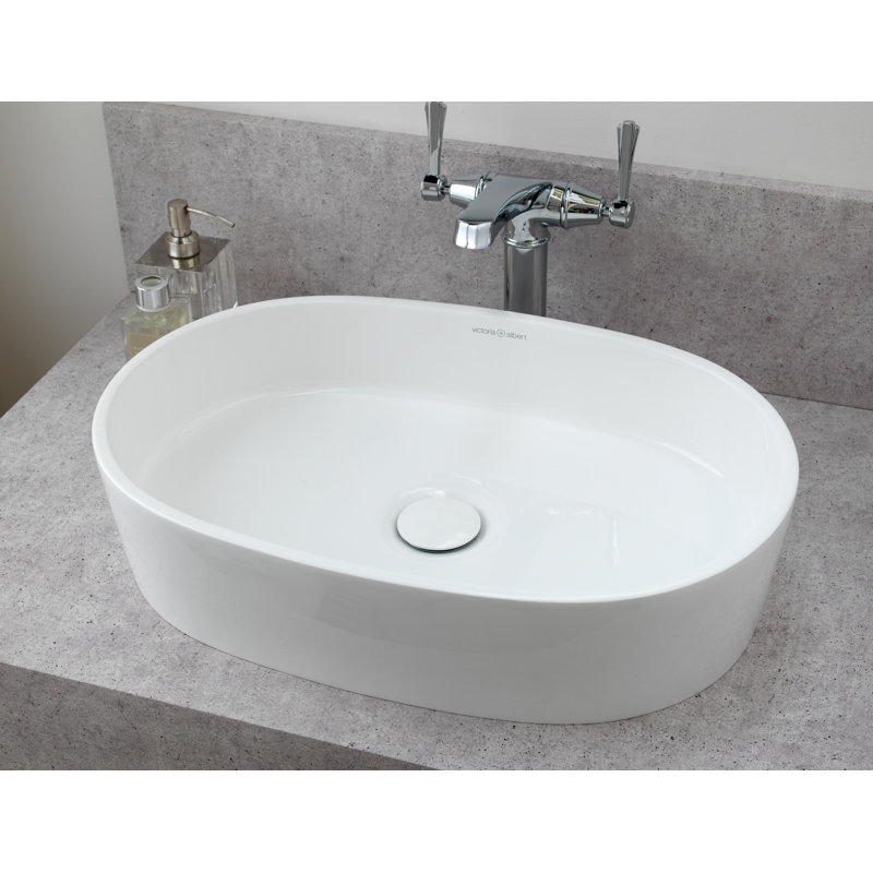 Ios Oval Vessel Bathroom Sink, Englishcast White