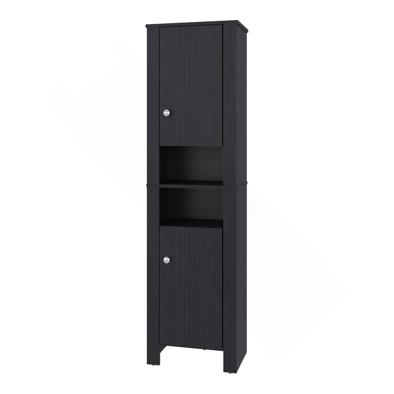 Bathroom Cabinet 63.3" H, 2 Doors, 6 Shelves, Black Wengue - Bathroom