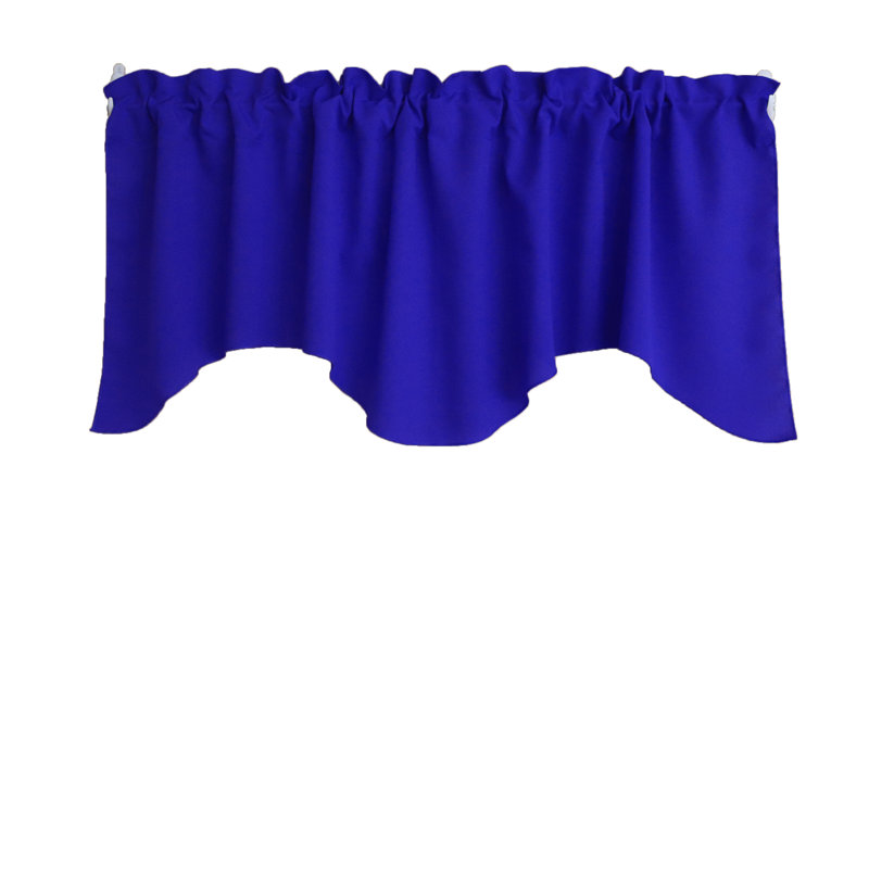 Cantonnière festonnée en popeline unie, Bleu royal