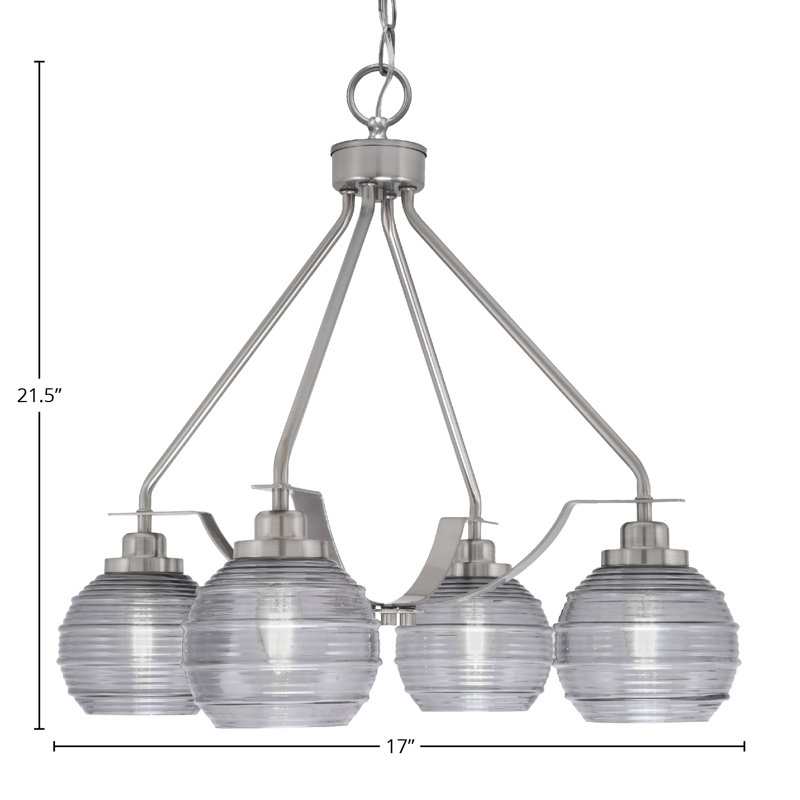 Odyssey Downlight 4 Light Chandelier Shown With 6", Smoke, Brushed Nickel