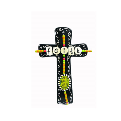 Sculpture croix suspendue foi Thwing