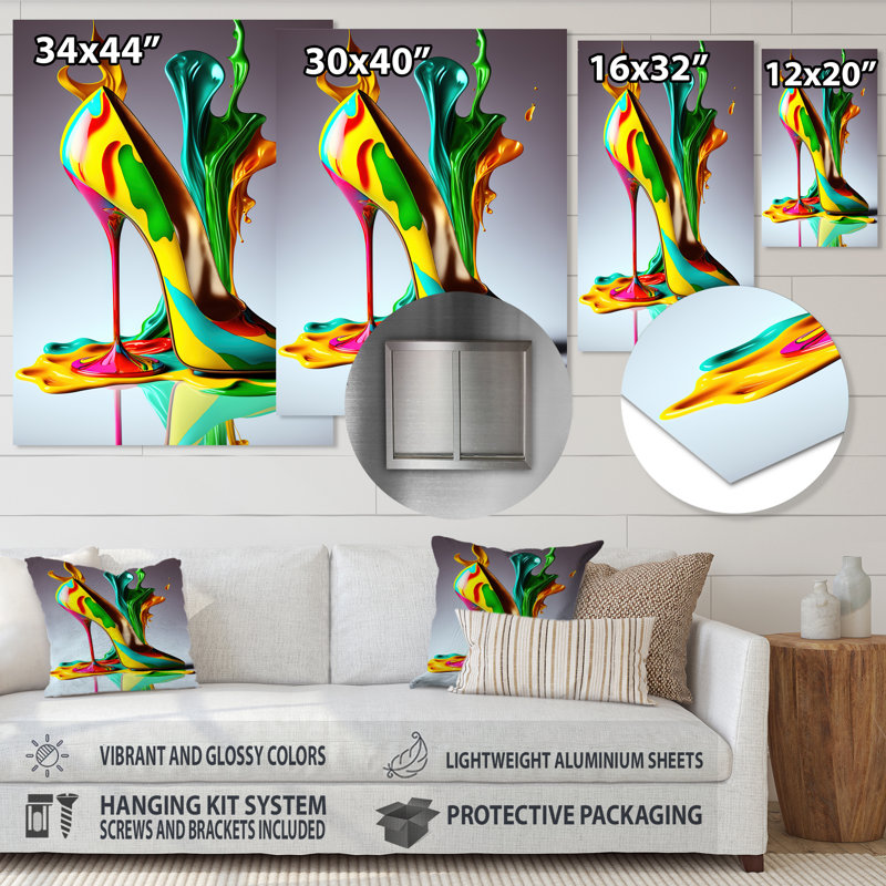 Impression murale multicolore en verre Fashion, H 44 po x l 34 po