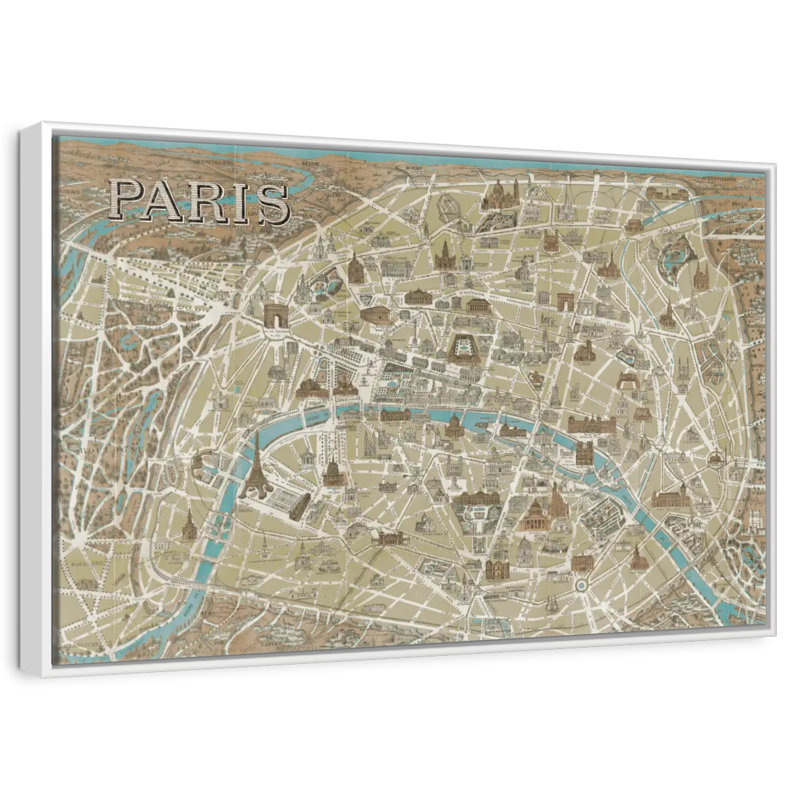 Monuments de Paris (carte bleue), Cadre flottant blanc, 43 po x 29 po
