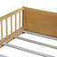 Lit plateforme simple avec support à livres intégré, base de lit en bois Montessori avec garde-corps pour chambre d'enfant, naturel-1147227512