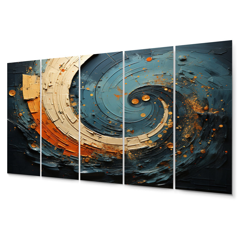 Orange bleu sarcelle abstrait spirales II