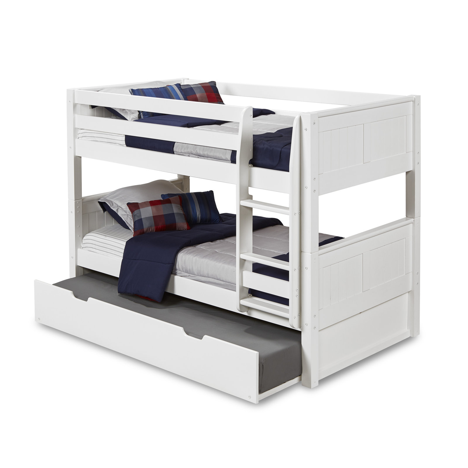 Aditya Kids Twin Over Twin Bunk Bed with Trundle, White