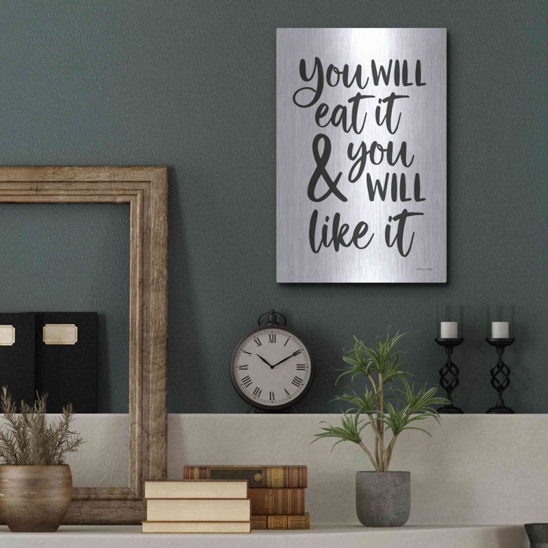 «Eat It and Like It» par Susan Ball, art mural en métal, H 16 po x l 12 po