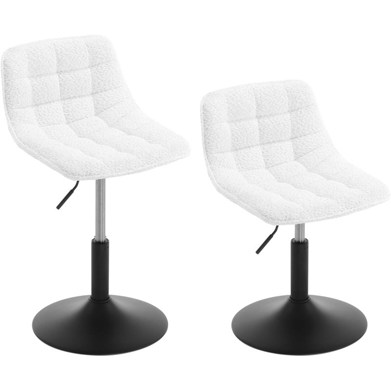 Niyati Swivel Upholstered Adjustable Height Counter Stool, White