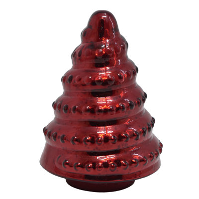 5" Glass Red Tree, Decorative Objects, Red, Glass, Tabletop, Living Room, Christmas, Christmas Decoration