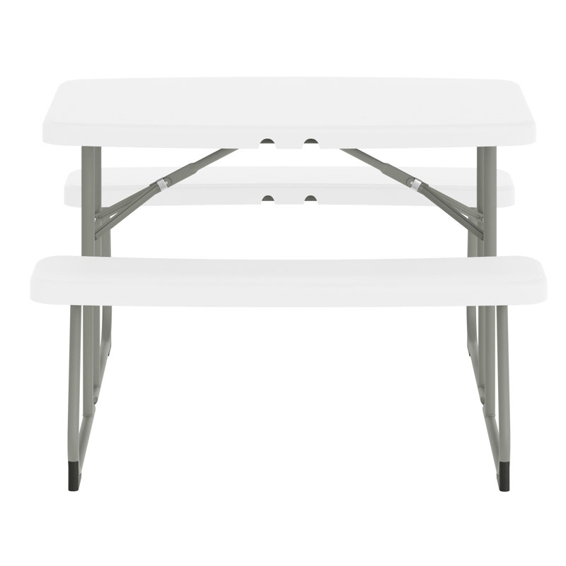 Indoor/Outdoor Commercial Grade Kids Folding Picnic Table with Benches, White