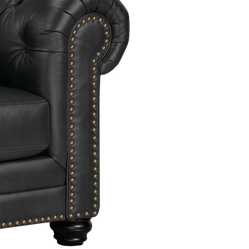 Ensemble de salon 3 pièces Ornellas, Cuir assorti gris anthracite