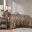 Ensemble de couvre-lit réversible 5 pièces en jacquard brun / doré
