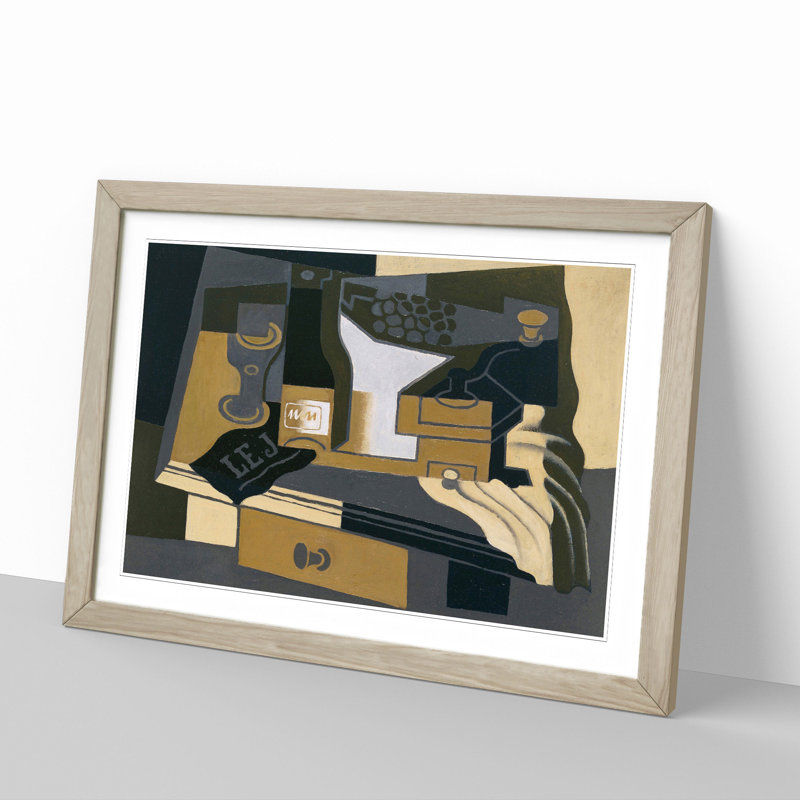 The Moulin Cafe by Juan Gris - Picture Frame Painting, 48cm H x 65cm W x 2cm D, Oak Framed