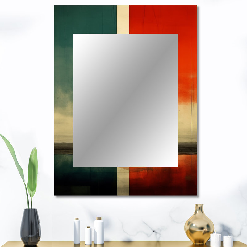 Lost In Simplicity I - Minimalism Decorative Mirror, Green Wall Mirror, Printed Metal Art, 40" x 30"