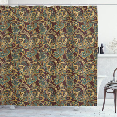Antavis Paisley Shower Curtain with Hooks Included