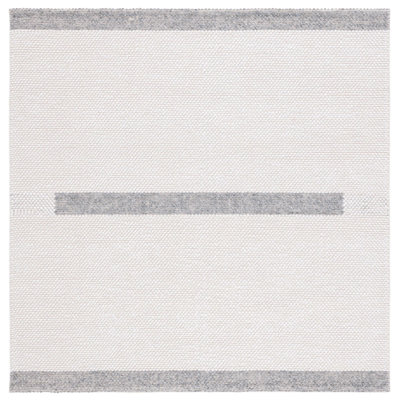 Tapis ivoire / gris foncé en laine tissé à plat Dencie