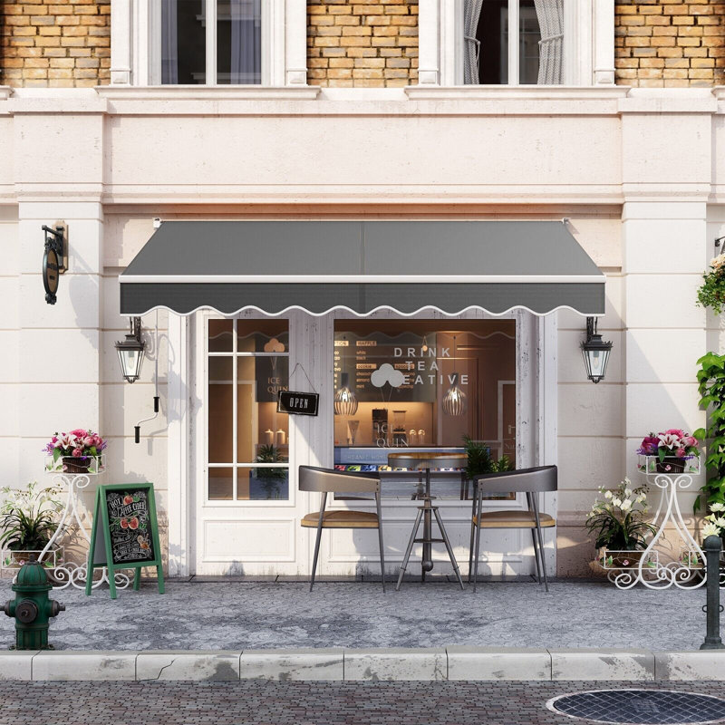 Latitude Run 250cm W x 200cm D Damask Fabric Cover Retractable Patio Awning