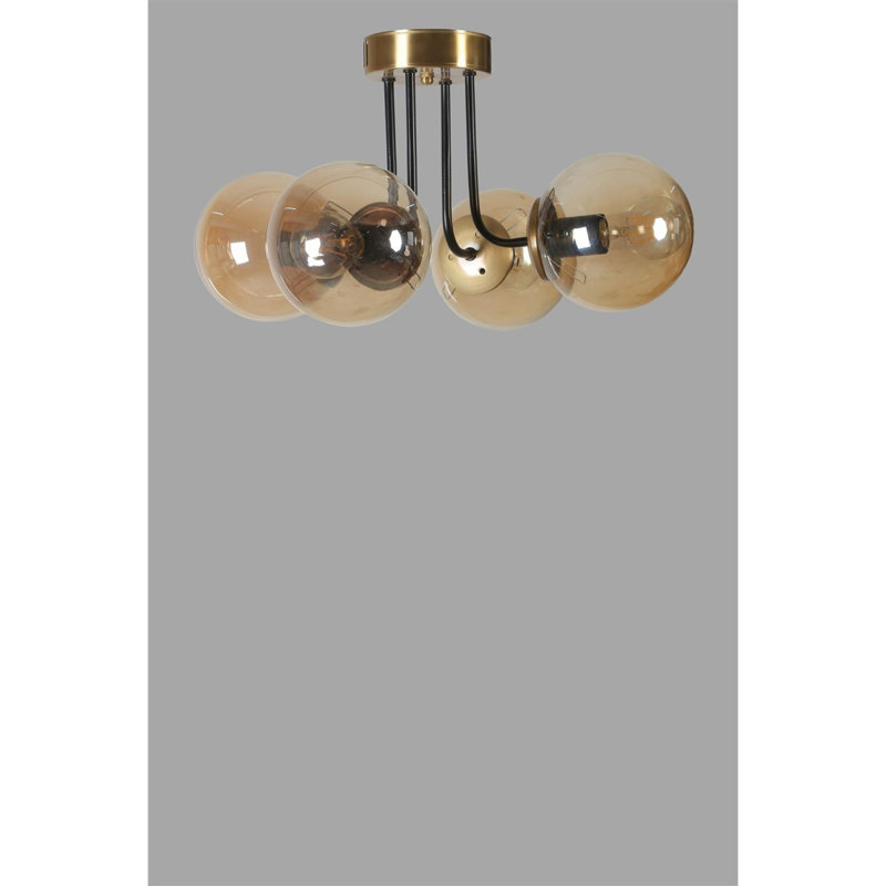 Chandle Flush Mount, Gold/Black/Amber