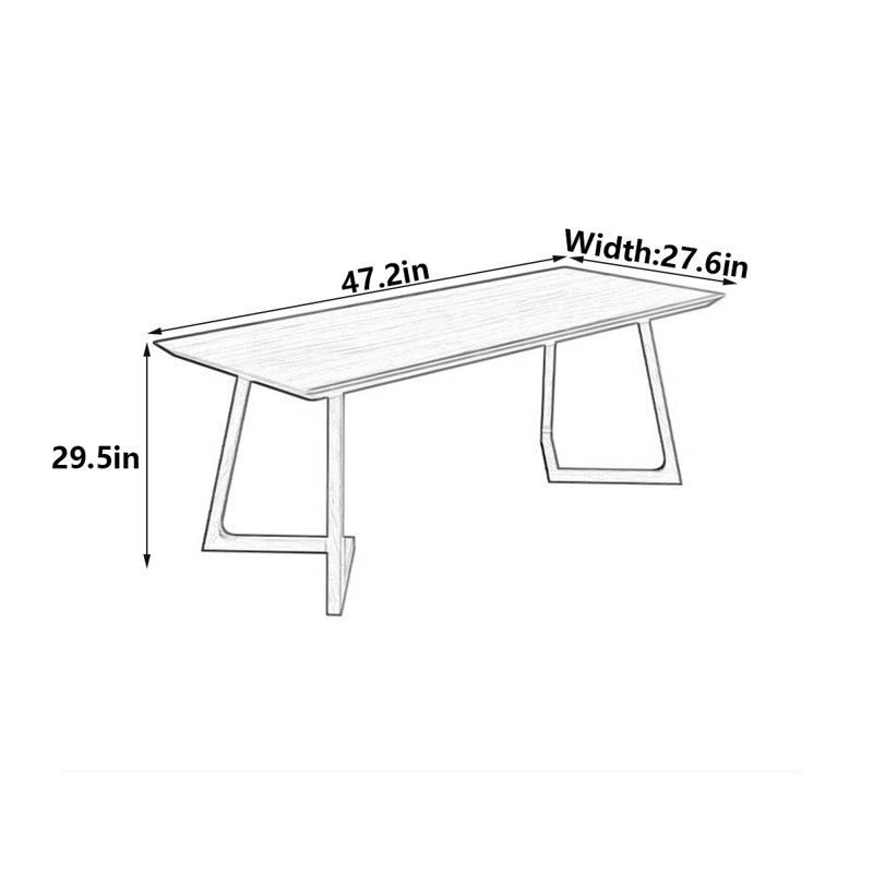 Modern Minimalist Solid Wood Desk, 29.5" H x 47.2" W x 27.6"  D