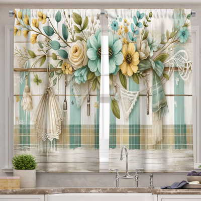 Floral Tailored Kitchen Curtain