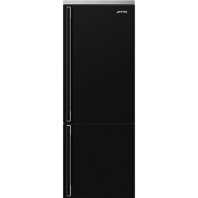 SMEG Réfrigérateur à congélateur inférieur 27,7 po Portofino, Noir, noir, noir, noir, Gaucher