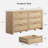 Rattan 6 Drawer Dresser, 57" Wide Boho Wooden Storage Chest, TV Stand for Bedroom or Living Room