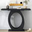 Console moderne, base en forme d'œuf. Noir + décor intérieur. 38,58 po Profondeur, 15,61 de largeur, 33,02 de hauteur. Table de soutien exceptionnelle avec base de poids et design épuré pour un salon polyvalent-121070835-121070836