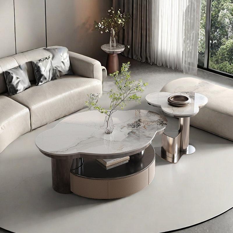 Ensemble de tables basses Luxury-Style Modern, Blanc/Noir
