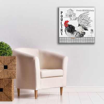 «Plaid Country Rooster C» par Jean Plout, art mural sur toile