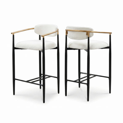 Tabourets de bar modernes COLAMY, tabouret à hauteur de bar de 29,5 po pour dessus de bar de 40 à 44 po, chaises de salle à manger avec cadre en métal peint (ensemble de 2)