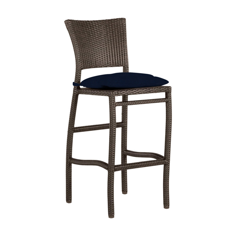 Tabouret de bar 30 po Skye, Noyer noir, Pas de soudure, Velours indigo