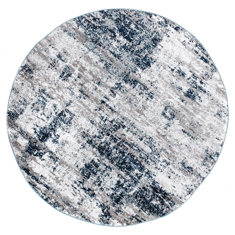 Tapis gris / bleu / ivoire Willington, Rond 8 pi