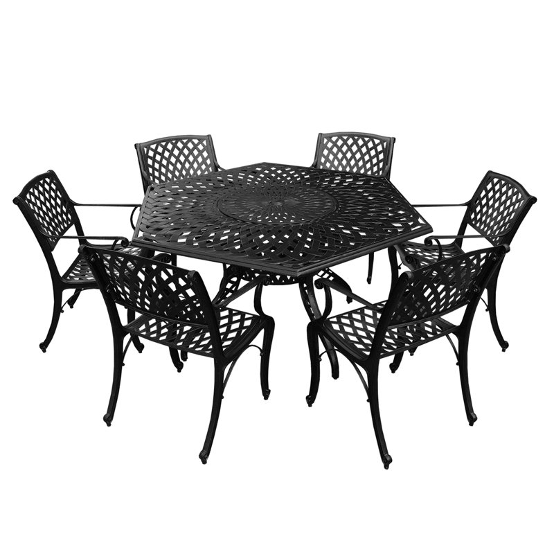 Ensemble repas 7 pièces Cassella, Noir