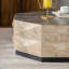 Table basse Octagon, table centrale en bois 38 po avec motif en relief tridimensionnel