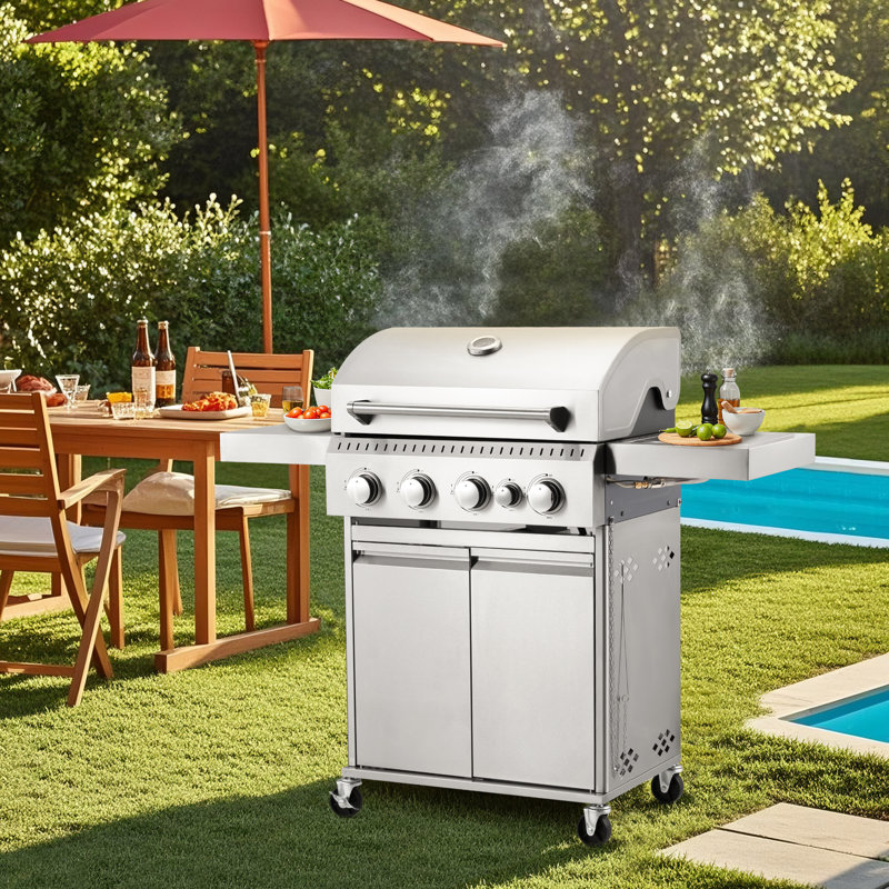 Barbecue au gaz propane à 4 brûleurs avec brûleur latéral